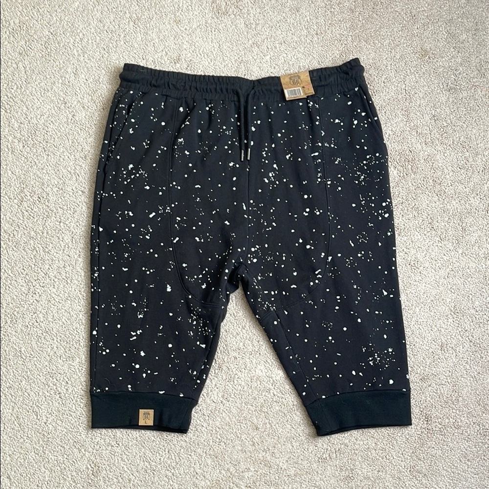 NWT Route 66 Black and White Jogger Shorts with Speckled Pattern